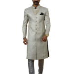 Stunning Grey Banarasi Brocade Achkan | Father Son Combo | Perfect for Grooms | Jaipurio Collection